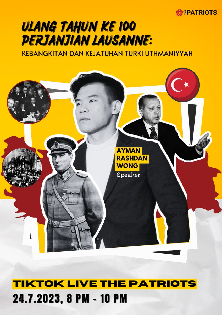 Sempena ulang tahun ke-100 Perjanjian Lausanne yang ditandatangani pada 24 Julai 1923, jom sertai TikTok Live 8 malam ni di TikTok The Patriots (<a href="/thepatriots/">Ghana Patriots</a>.asia) 

Tak faham Lausanne, tak faham Turki. Nak faham Turki, kena faham dulu sejarah Uthmaniyyah.