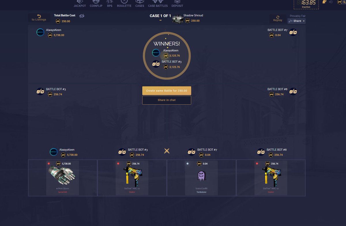AlwaysKeeen's tweet photo. Insane luck on @csgobig https://t.co/ZiLkL5WYIr