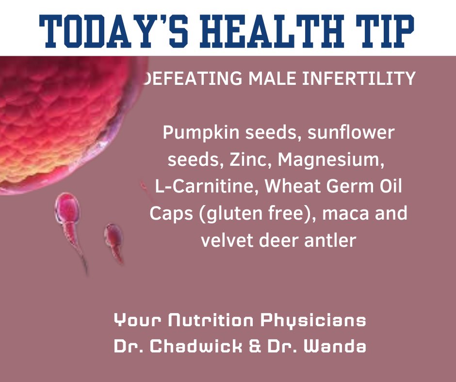 DEFEATING MALE FERTILITY 
.
#zinc #Magnesium #LCarnitine #wheatgermoil #maca #VelvetDeerAntler #MaleInfertility #ErectileDysfunction 
#PumpkinSeeds #SunflowerSeeds #DeerAntler #lowlibido #BetterInTheBedroom
#LowSexDrive #testosterone #NaturalTestosterone
#YourNutritionPhysicians