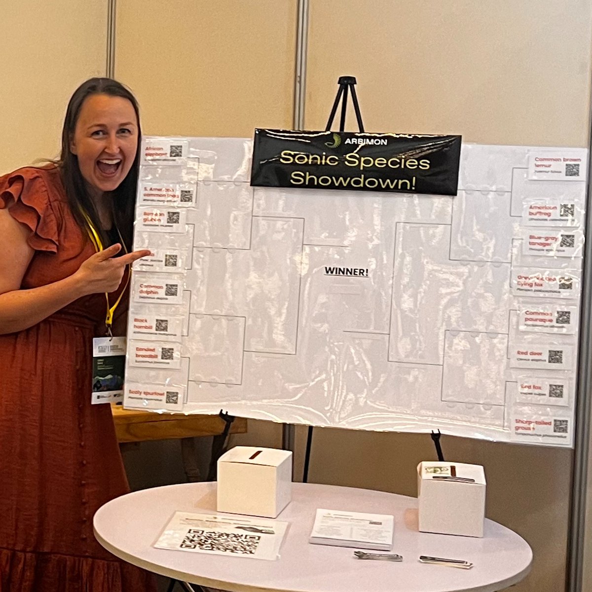 We're already having an awesome time at #ICCB2023!

Stop by our booth (#9) to meet <a href="/MarconiCamposC1/">Marconi Campos Cerqueira</a> &amp; <a href="/Carly_Batist/">Carly Batist, Ph.D.</a> AND get a chance to win an Audiomoth in our #MarchMammalMadness-inspired tournament of animal calls!🔊 Instructions below👇

Not at ICCB? You can still participate!