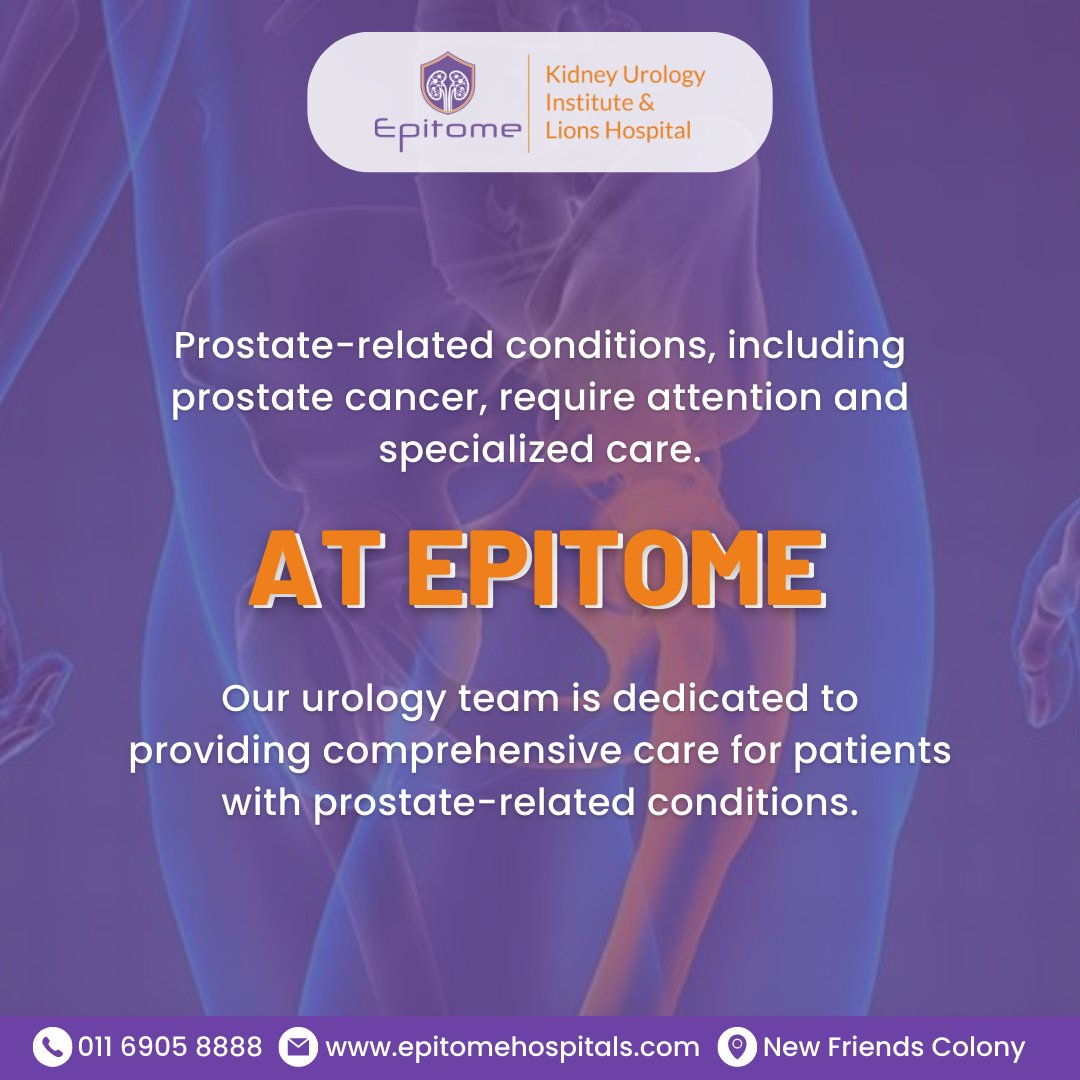 Epitome offers expert care for men's prostate issues, including cancer, with a wide range of treatment options for the best outcomes. 

#epitome #urology #prostatecare #cancer #healthcare