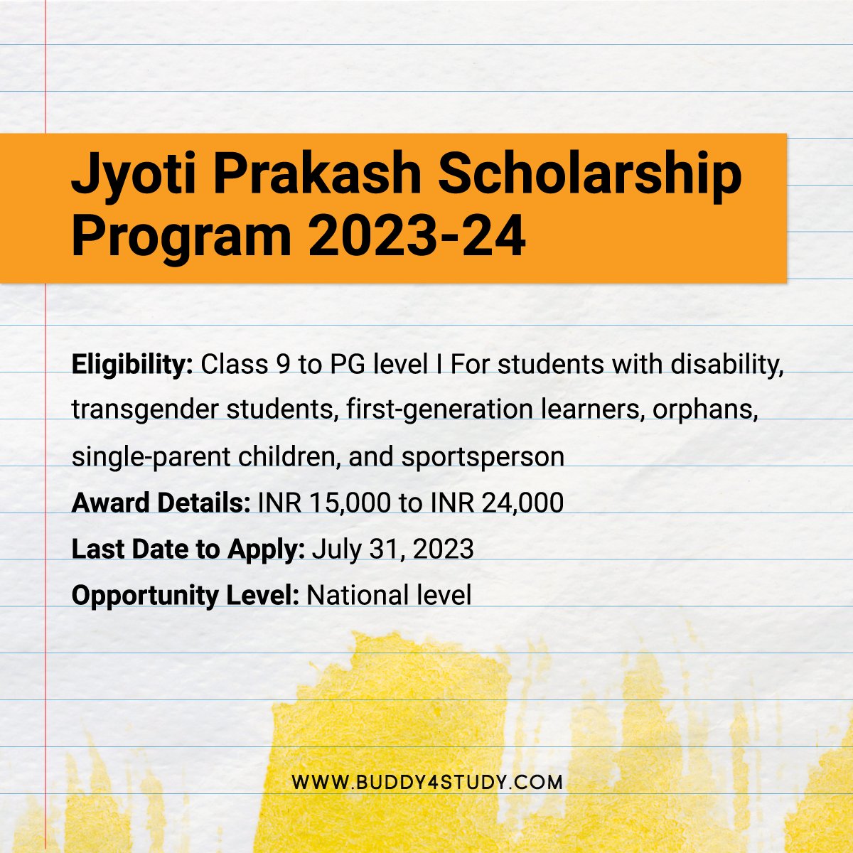 New Scholarships Alert!
Don't miss out on these five amazing #scholarships this #July 2023.
#Scholarships #EducationFunding #ScholarshipsforIndianStudents #ScholarshipsIndia #ScholarshipOpportunities #ScholarshipsInJuly2023 #Buddy4Study