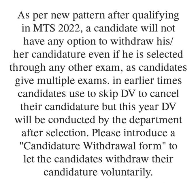 abhishek_rai_ji's tweet photo. Kindly provide candidature withdrawal system.

@EduMinOfIndia

 @DoPTGoI @HMOIndia @MIB_India
@kmrvivek14
@abhinaymaths
@Abhinav_Pan  @TheLallantop #SSC_MTS_2022_Application_Withdraw https://t.co/KeZaSXd8x3