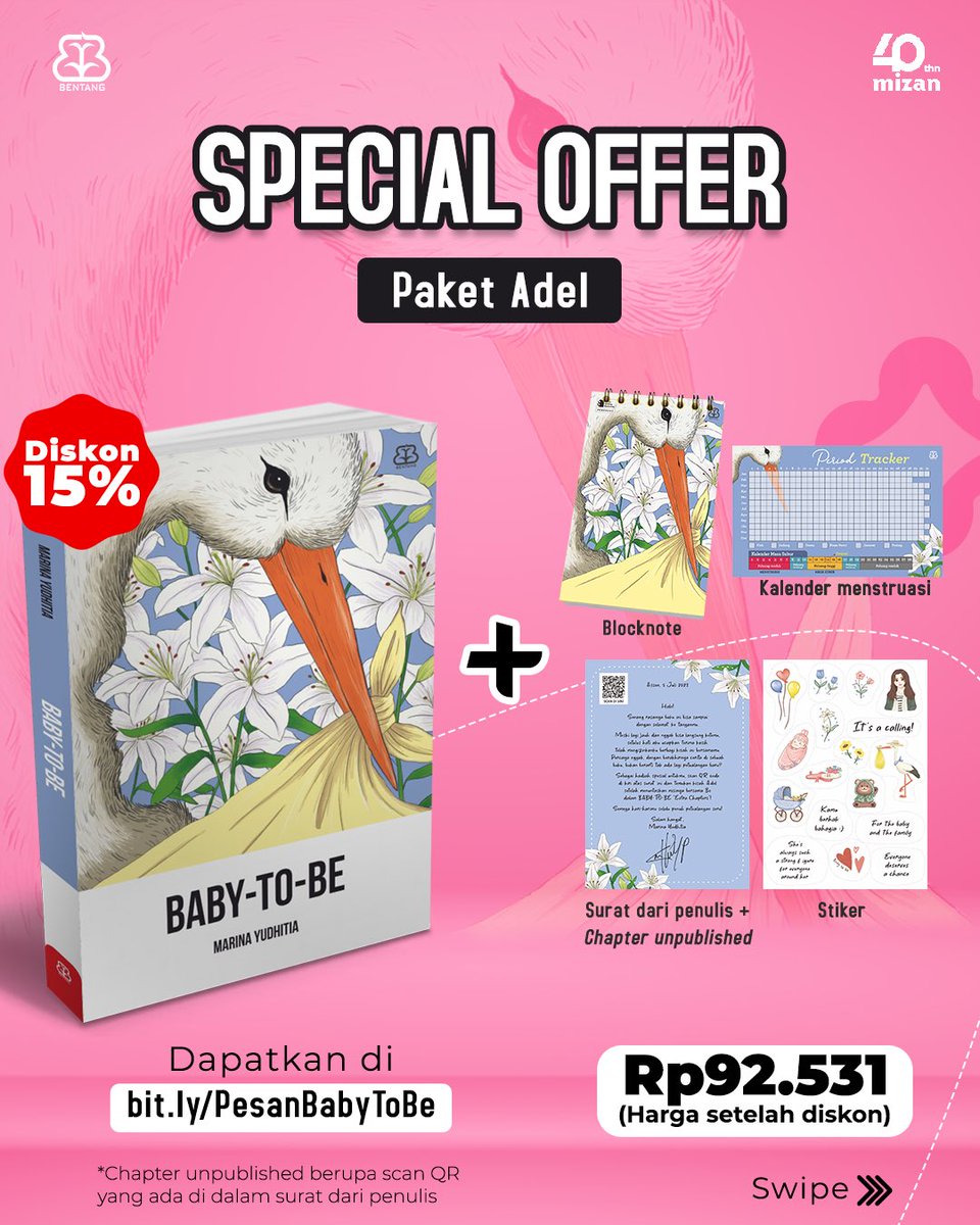 bentangpustaka's tweet photo. Buruan langsung klik link:
https://t.co/cMKRkbnhxK

Atau dapatkan di toko buku kesayanganmu, ya! 🥰
Jangan sampai kehabisan, karena periodenya terbatas 🥳

#bentangpustaka #bukubentang #babytobe #MWBSiapTerbit #marinayudhitia #birthdoula https://t.co/gnQVs6Pzdz