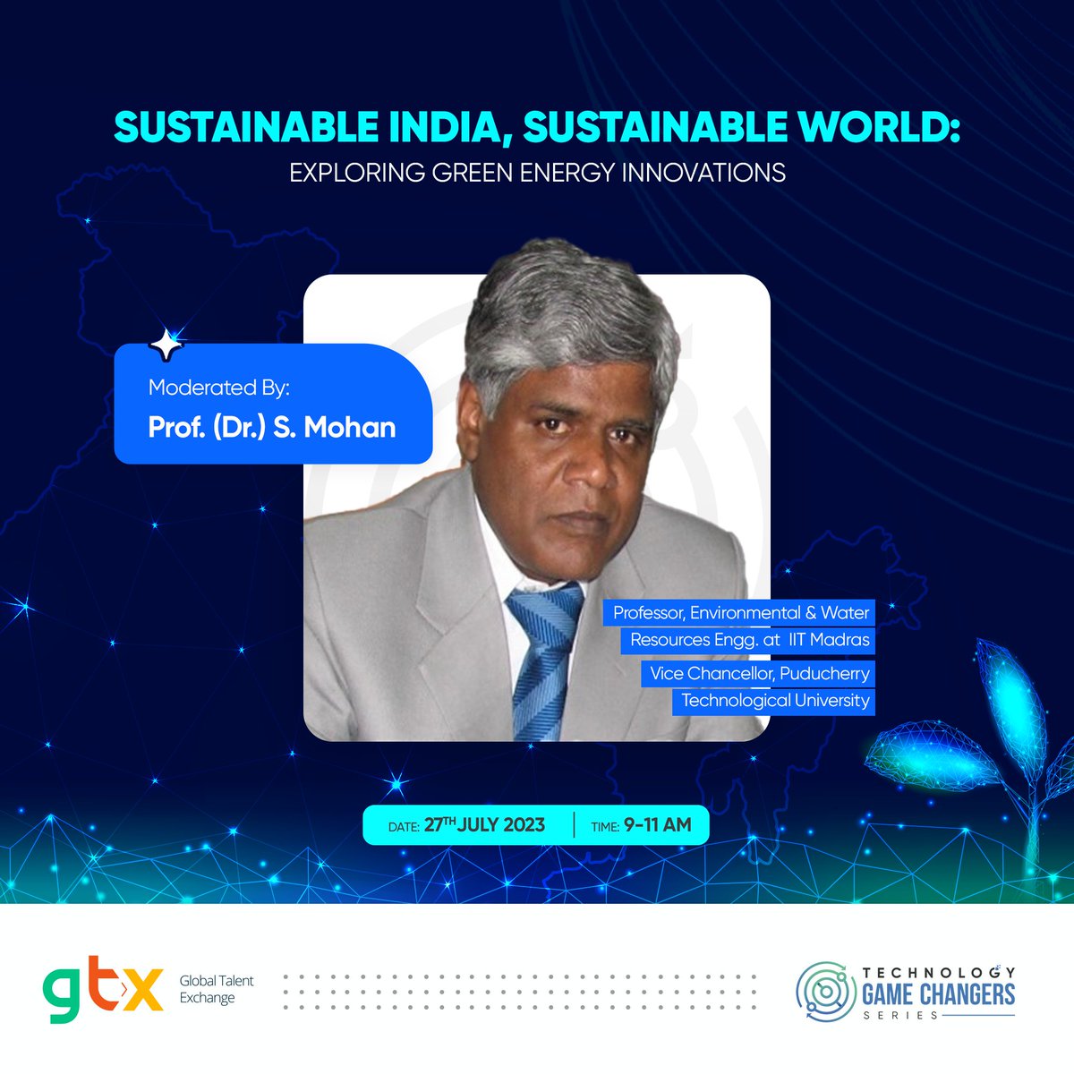 globaltalex's tweet image. We are thrilled to announce that Prof. (Dr.) S. Mohan, a highly accomplished expert in #environmental and #WaterResourcesEngineering, will moderate our upcoming #TG Session on #SustainableTech &amp;amp; #GreenEnergy Innovations

More updates soon - stay tuned! 🙌🏻

#sustainability