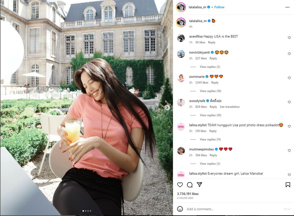 KhaosodOnline's tweet image. ลิซ่า แบล็กพิงก์ โพสต์รูปถือน้ำส้ม พร้อมอิโมจิรูปส้ม คนกดไลก์เกือบ 4 ล้านครั้ง 
#LISA 
#LALISA 
#ส้ม