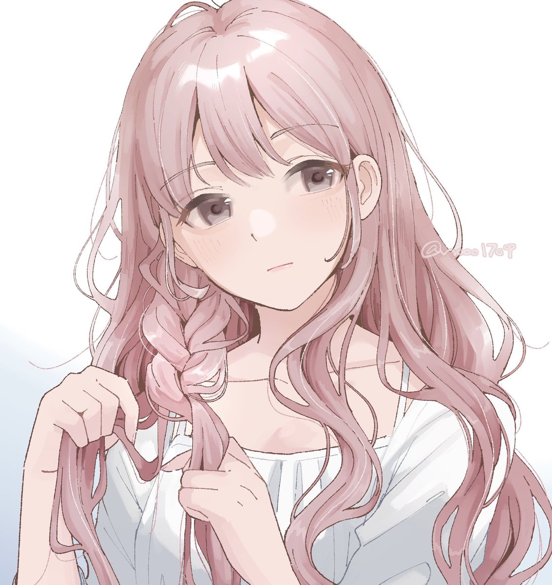 三つ編みする人 #イラスト」|のざわのイラスト