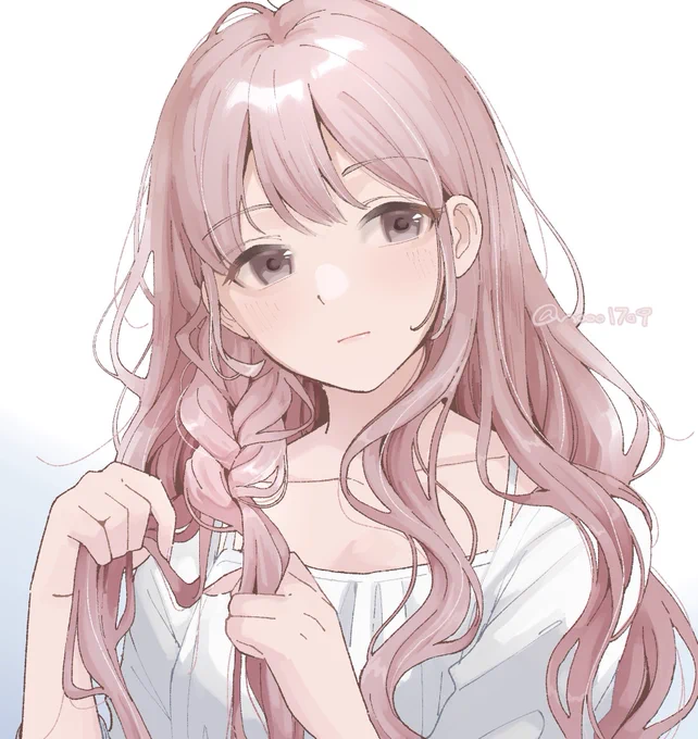 三つ編みする人  #イラスト