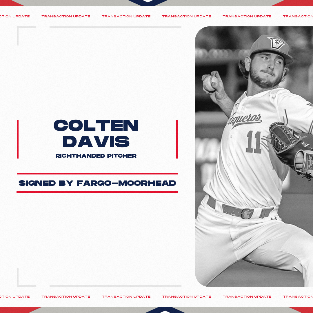 July 22 Transaction: @FMRedHawks signed RHP Colten Davis (@colten11davis). The @utrgvbaseball alum is making his professional debut. baseball.pointstreak.com/player.html?pl…
