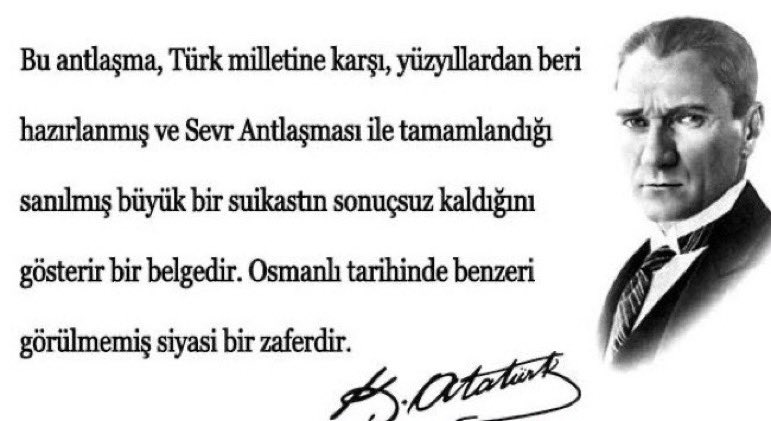 #LozanAntlaşması
Türkiye Cumhuriyetimizin
tapu senedi, Türk Milletinin egemenlik ve özgürlüğünün mührüdür.
Başta #BüyükAtatürk
olmak üzere milli mücadele
kahramanlarımızı ve Lozan
delegasyonunu şükranla anıyorum.
Lozan Antlaşması’nın
100.yılı kutlu olsun