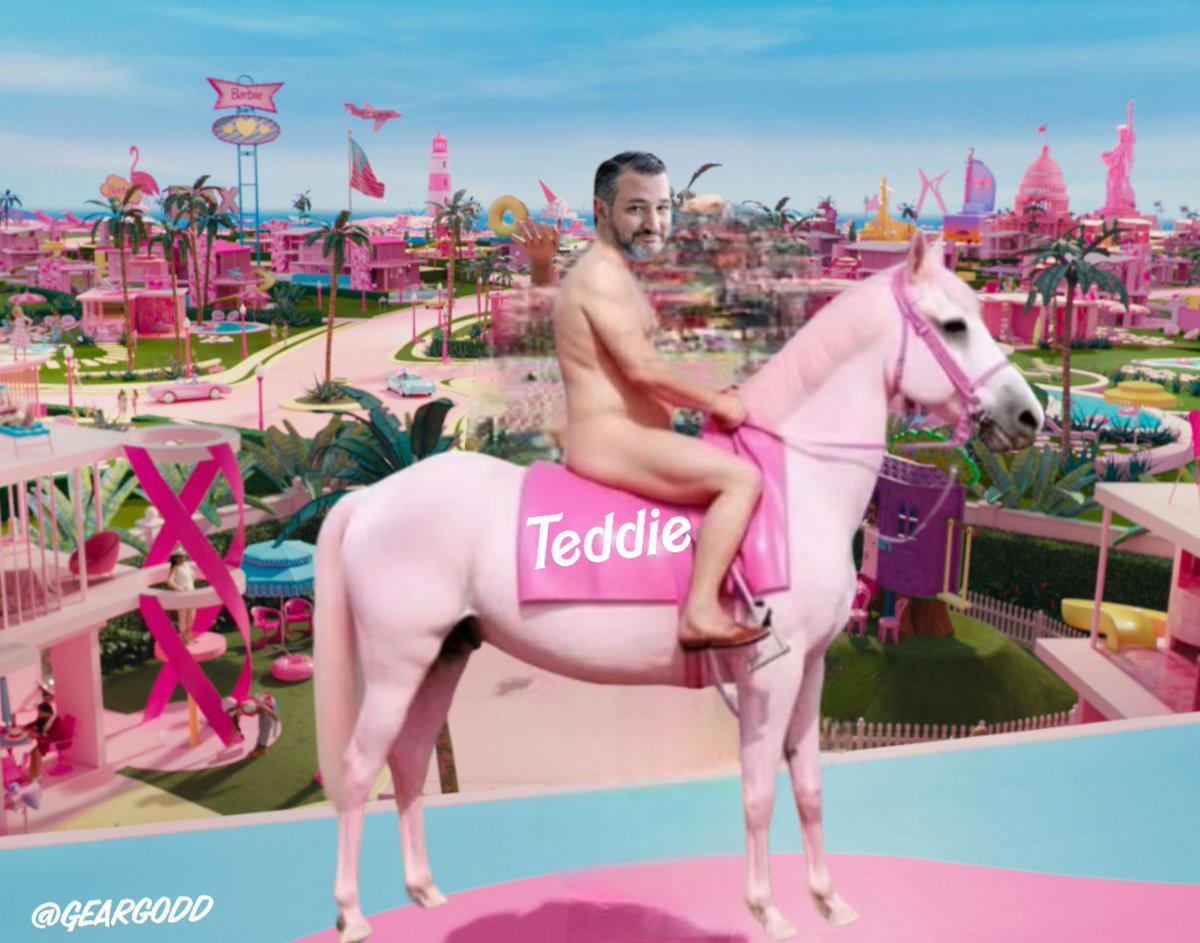 The more Ted Cruz bitches about the Barbie movie, the more I am going to make images of him being in the movie..