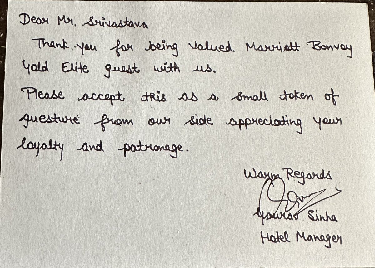 Thank you <a href="/JWMarriottBLR/">JW Marriott BLR</a> for making my Birthday extra special. Appreciate your wishes. 

Special thanks to Prasansha, Shlok, Vishwajeet &amp; the entire team!!! 

<a href="/JWMarriott/">JW Marriott Hotels</a> <a href="/MarriottBonvoy/">Marriott Bonvoy</a>