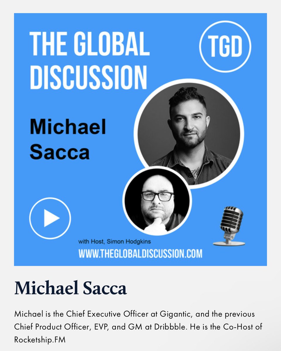 Watch or listen to the episode with <a href="/michaelsacca/">Michael Sacca 🇨🇦</a> CEO of Gigantic. theglobaldiscussion.com/tgd/michael-sa… #TheGlobalDiscussion