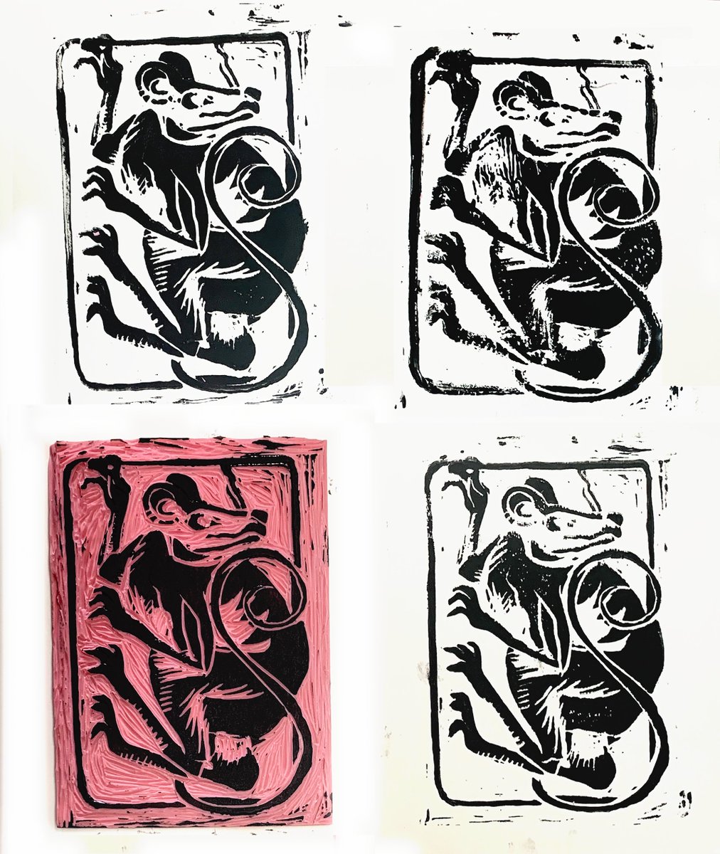EntirelyBees's tweet photo. baby's first stamp carving 🐀 https://t.co/q70Fz90RwN