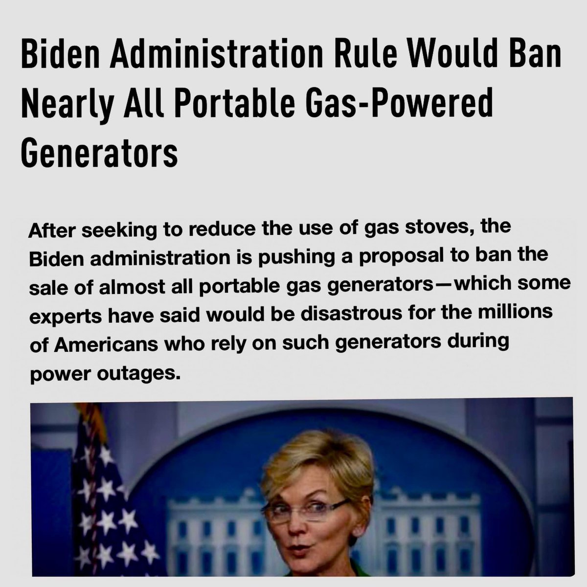 MeghanReckling's tweet photo. Imagine living in Michigan, Alaska or Montana when the power goes out in the winter and you won’t be able to use a generator. 🤦‍♀️ https://t.co/x4o0jgTGlC