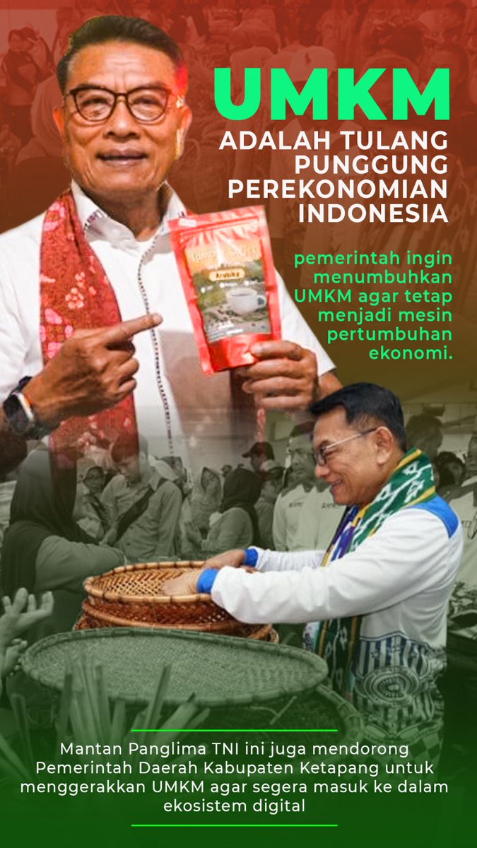 WhoossNews's tweet photo. Moeldoko mengatakan UMKM sebagai tulang punggung perekonomian Indonesia telah terbukti. 

Pada saat terjadi krisis ekonomi 1998, UMKM menjadi andalan &amp; menopang perekonomian. 

Begitu juga pada masa pandemi Covid-19, UMKM relatif bisa bertahan.

#MoeldokoPenjagaNKRI
@Dr_Moeldoko https://t.co/SbfUWRJIo5