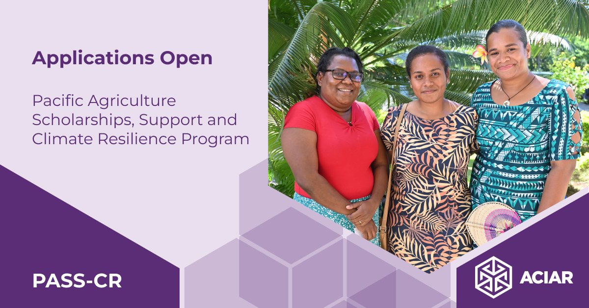 ACIARAustralia's tweet photo. Are you a Pacific Islander interested in obtaining postgraduate qualifications in agriculture, forestry, or fisheries at @UniSouthPacific or @fnuofficial? 

Apply now for the ACIAR-supported #PASSCR program. 

Learn more https://t.co/WKbthdKs3R

@WeArePASSCR #TeamFNU #TeamUSP https://t.co/UFr56fggG0