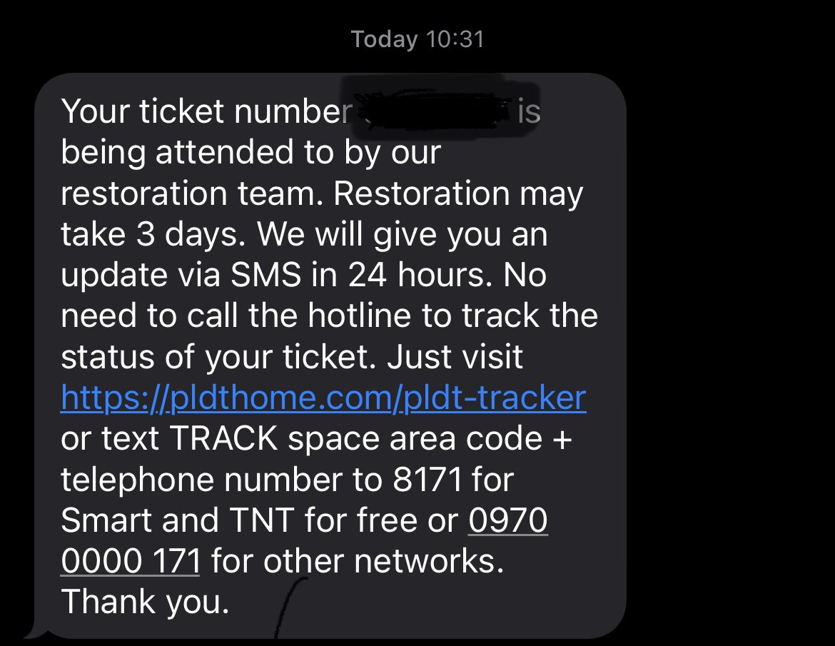 alku76's tweet photo. @PLDT_Cares outages are becoming regular. The restoration will take 3 days. If there are refunds for all the outages we might have at least a month of free service https://t.co/NpfNUkzu08