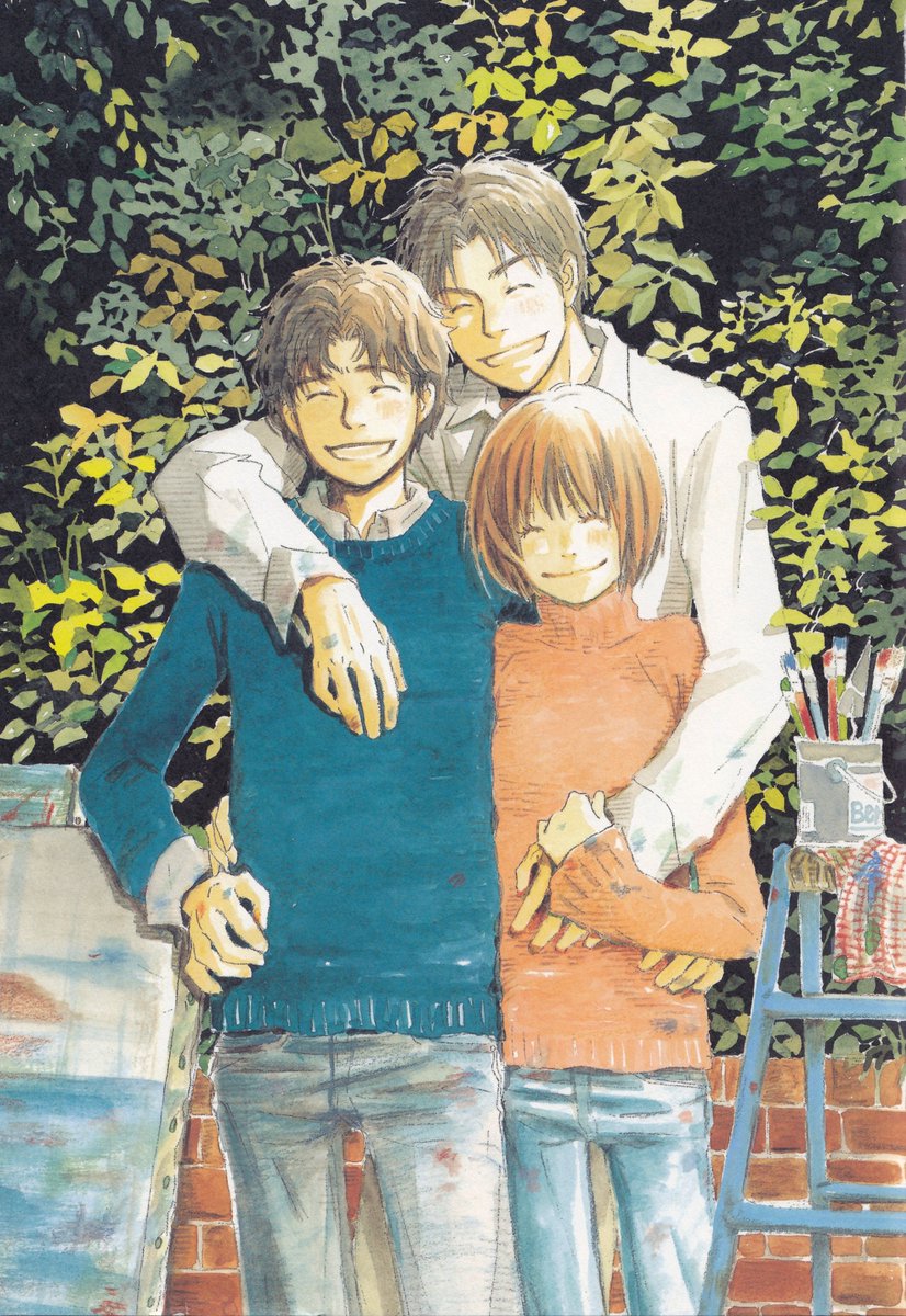 bugtransport's tweet photo. this is a play off one of my favorite chapter pages from honey and clover - i don't necessarily think that these three fit these roles exactly BUT they have some of that same bittersweet flavor that these three have ♥️ https://t.co/7wn6NhRrFS