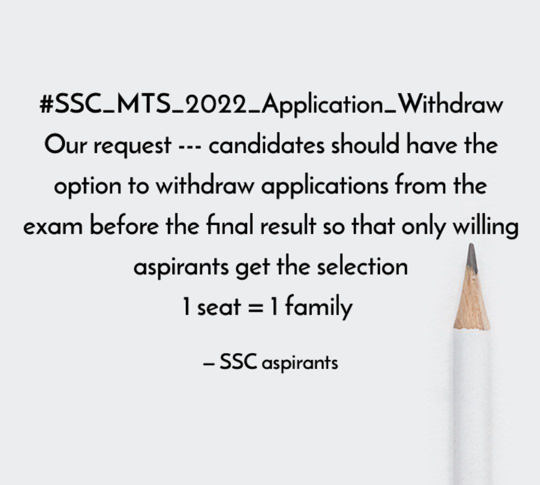 im_bibhash's tweet photo. Dear.Ssc Please introduce Candidature Cancellation Form, where selected. Candidates can withdraw their candidature and seat wastage can be avoided. 
1 Seat= 1 Happy family =1000 Hopeful students
@DoPTGoI @DoptSecretary @DrJitendraSingh https://t.co/4o7iyvvIJk