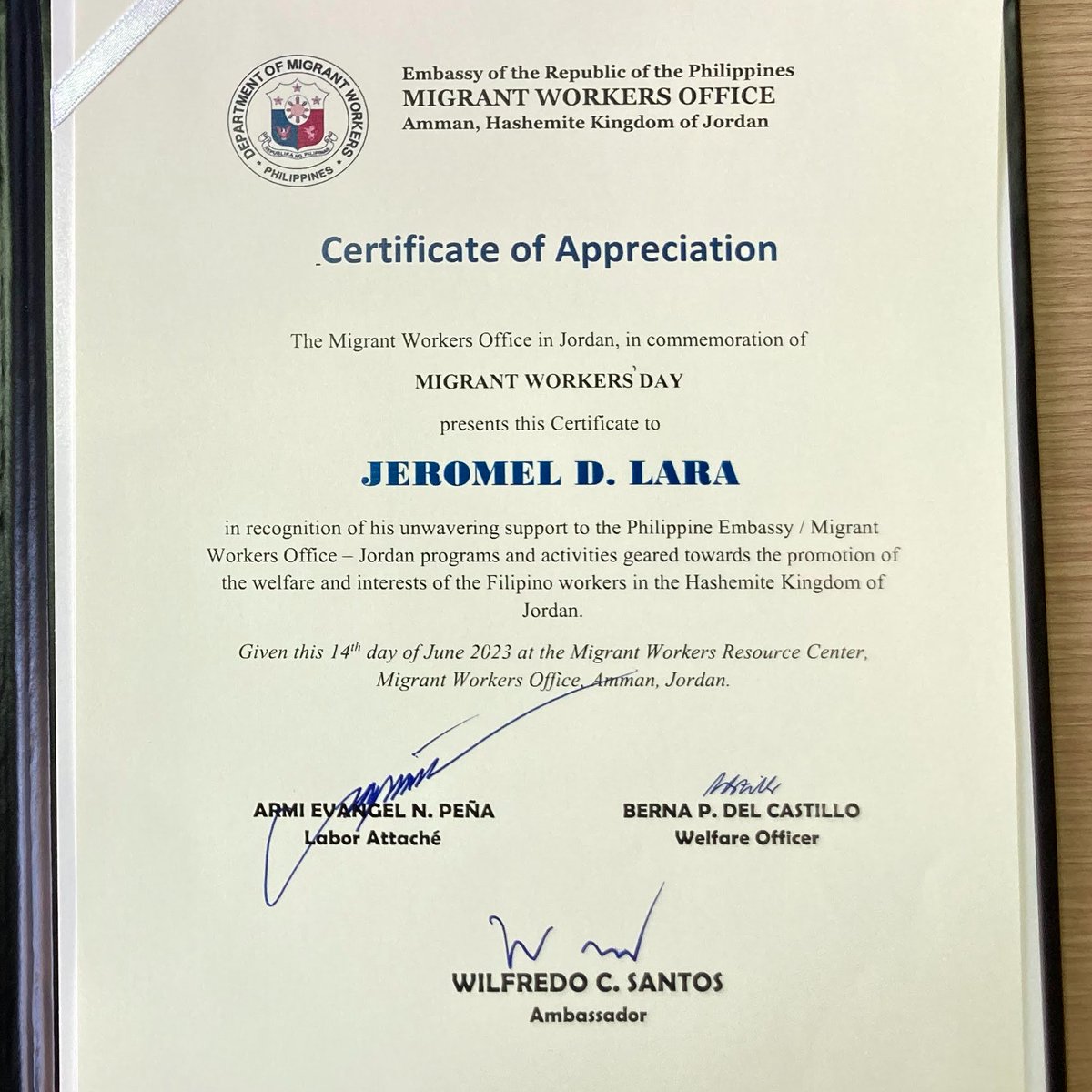 Research as a form of public service &amp; community involvement. A huge honor to be working with &amp; for the #OverseasFilipinoWorkers of #Jordan/#MENA. The <a href="/DMWPHL/">Department of Migrant Workers - Philippines</a> Migrant Workers Office in Amman has been a space where we got to do various programs for OFWs. <a href="/DFAPHL/">DFA Philippines 🇵🇭</a> <a href="/susanople/">susanople</a>
