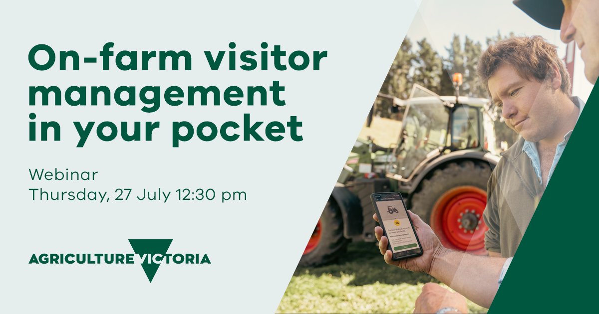 Interested to hear about a smartphone app that will manage on-farm comm’s and visitors, at the farm gate? Join our webinar on Thurs 27 July from 12:30 – 1:30 pm. Register at tinyurl.com/2cub68e3 or call Andy on 0436 804 656 #Agtech #Innovation <a href="/appleandpearAU/">Apple and Pear Australia Limited (APAL)</a> <a href="/FruitGrowersVic/">Fruit Growers Vic</a>