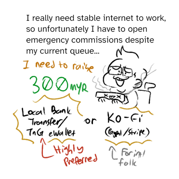 penatsetan's tweet photo. EMERGENCY COMMS ARE OPEN....
My network switch got fried from a recent thunderstorm and I really need internet to work, so I unfortunately need to open emergency commissions!

Just wanna chip in? My tipjar is at https://t.co/iXHAAVFYch

RTs appreciated!! https://t.co/6MpDAX3sGB