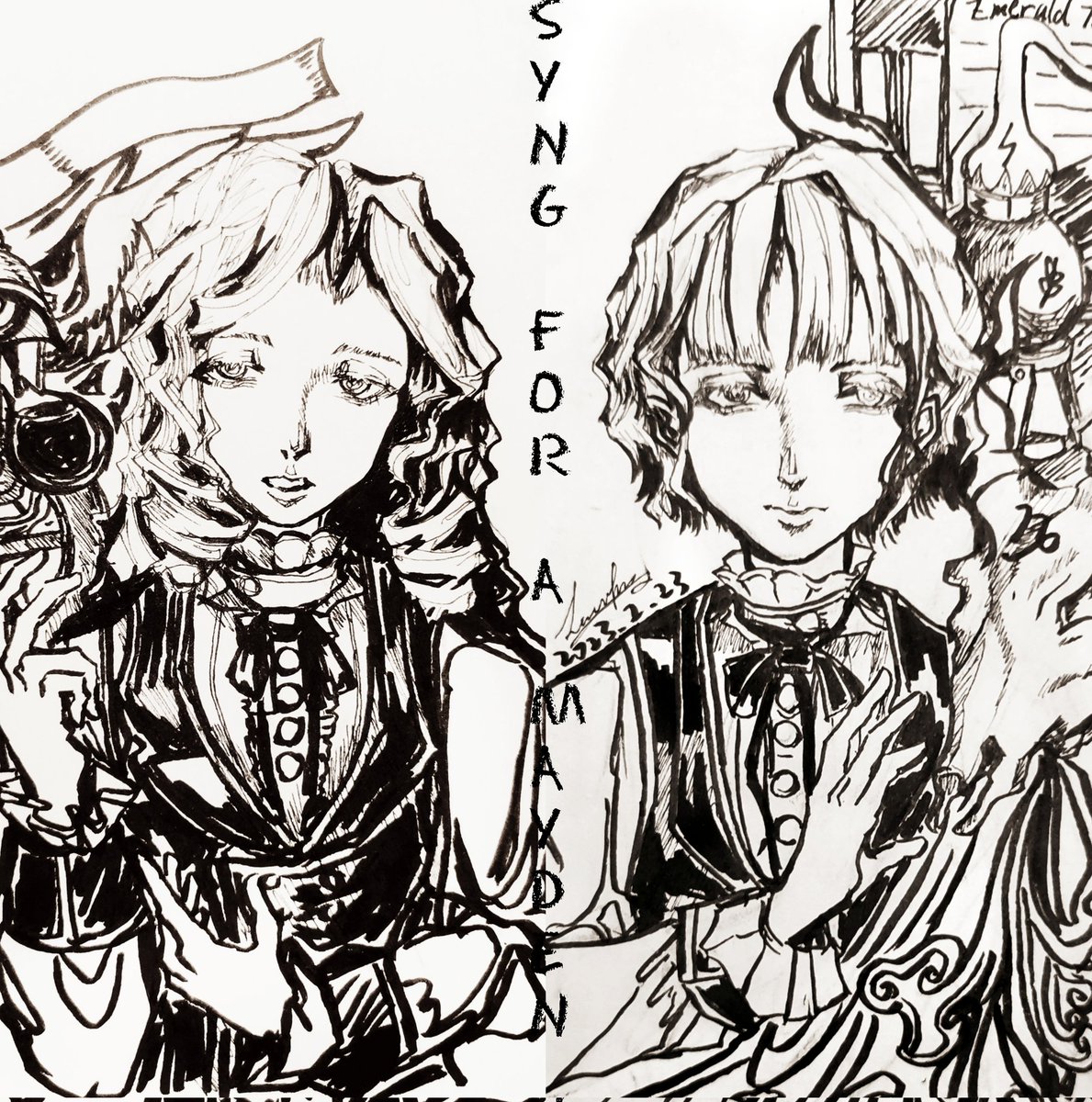 Timeandspace30's tweet image. 以前画在纸上的练习，这个系列本来有六张，然而这里只能放四张图片……没有任何额外的意味，只是单纯地觉得头骨蕴含的死亡意义很棒，很适合脑子空空又想画点什么的时候