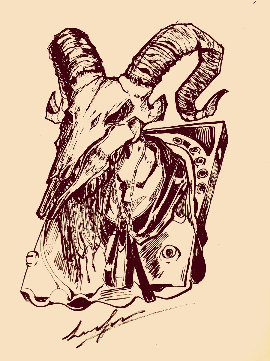 Timeandspace30's tweet image. 以前画在纸上的练习，这个系列本来有六张，然而这里只能放四张图片……没有任何额外的意味，只是单纯地觉得头骨蕴含的死亡意义很棒，很适合脑子空空又想画点什么的时候