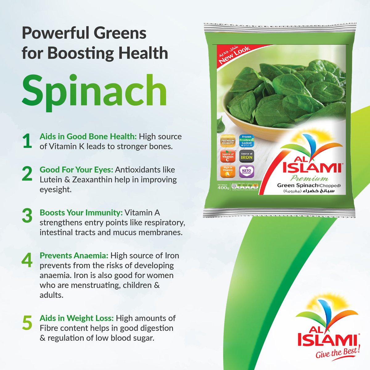 Feel the difference in the re-vitalized body with the powerhouse of nutrients and Experience the Fountain of Goodness with our finely selected Spinach.

alislamifoodsonline.com

#bestfood #sharingfood #food #premiumfood #alislamifoods #alislamipremium #halal #foodies