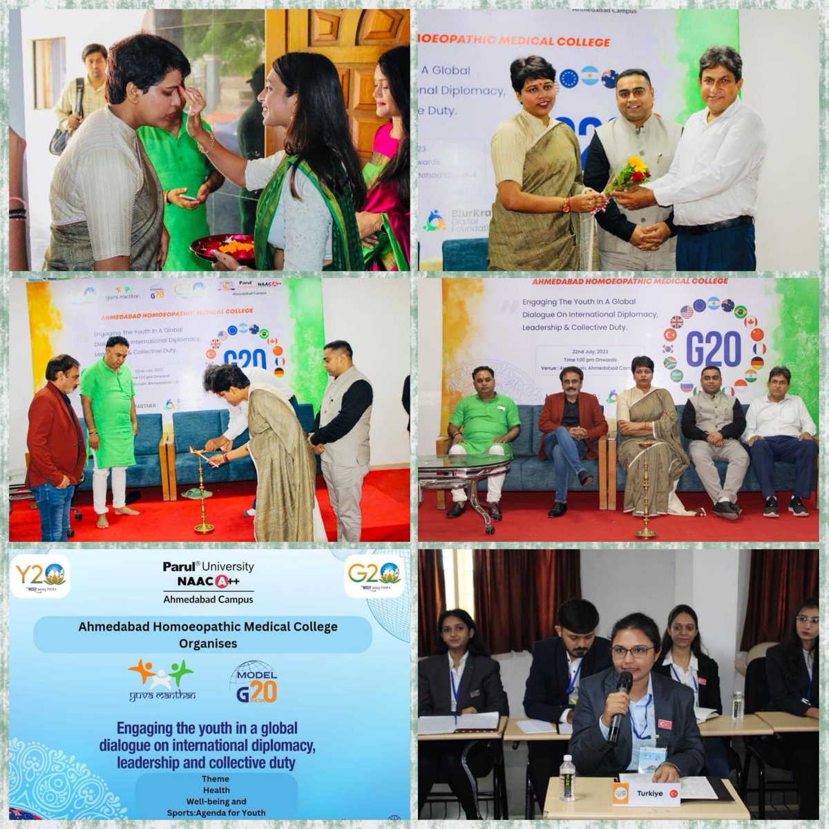 DrShraddha44's tweet photo. 𝐀 𝐰𝐨𝐧𝐝𝐞𝐫𝐟𝐮𝐥 𝐘-𝟐𝟎 𝐬𝐮𝐦𝐢𝐭 𝐮𝐧𝐝𝐞𝐫 #𝐆𝟐𝟎 𝐨𝐫𝐠𝐚𝐧𝐢𝐳𝐞𝐝 𝐛𝐲 𝐀𝐡𝐦𝐞𝐝𝐚𝐛𝐚𝐝 𝐇𝐨𝐦𝐞𝐨𝐩𝐚𝐭𝐡𝐢𝐜 𝐌𝐞𝐝𝐢𝐜𝐚𝐥 𝐂𝐨𝐥𝐥𝐞𝐠𝐞, 𝐏𝐚𝐫𝐮𝐥 𝐔𝐧𝐢𝐯𝐞𝐫𝐬𝐢𝐭𝐲 𝐰𝐡𝐞𝐫𝐞 𝐈 𝐰𝐚𝐬 𝐡𝐨𝐧𝐨𝐫𝐞𝐝 𝐭𝐨 𝐛𝐞 𝐚 𝐉𝐮𝐫𝐲 𝐦𝐞𝐦𝐛𝐞𝐫. 

I would like to congratulate all upcoming Homeopathic Brigade from the institute that executed the Y-20 concepts where the topics related to Health Well Being and Sports Agendas have been discussed. I would Like to Congratulate Our Hon. PM Shri @narendramodi Sir for Hosting #G20 in India. The way in which our central government enrolls each and every aspect of G20 where Y-20 summit was an unforgettable moment in my life. Kudos to all Principles, Professor, Administrators and the future of the society.