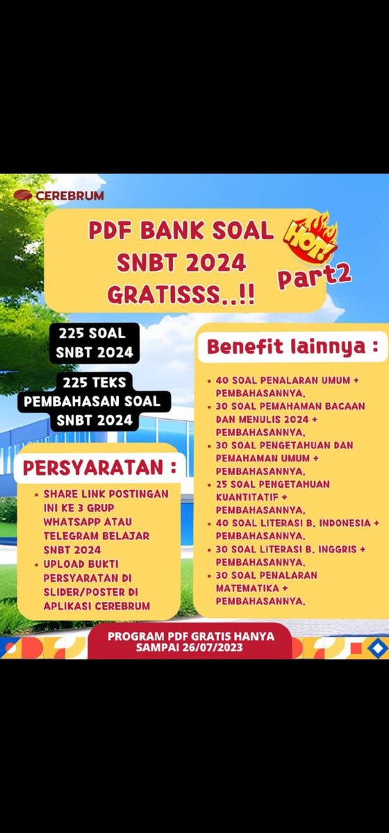 chaeonaa's tweet photo. Guyss, cerebrum lgi bagi2 soal nih. 225 Soal SNBT 2024 &amp; Kunci Jawaban. ✨GRATISSS✨ 

#studytwt
#AMBISVERSE https://t.co/lbI4v1e9fL