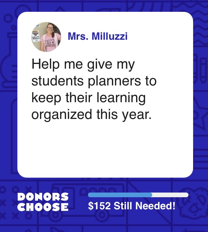 Could use some help #funding  <a href="/DonorsChoose/">DonorsChoose</a> project.

donorschoose.org/project/planni…
