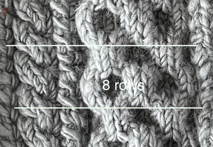 Geometiles's tweet photo. For this week’s #mathphoto23 I borrowed a friend’s knitting project. She said the pattern repeats every 8 rows. So we can think of the rows as #units . Look between the lines of the 2nd photo for the fundamental domain. A cable could also serve as a unit. #mtbos #iteachmath #unit https://t.co/rRxTBdtkO6