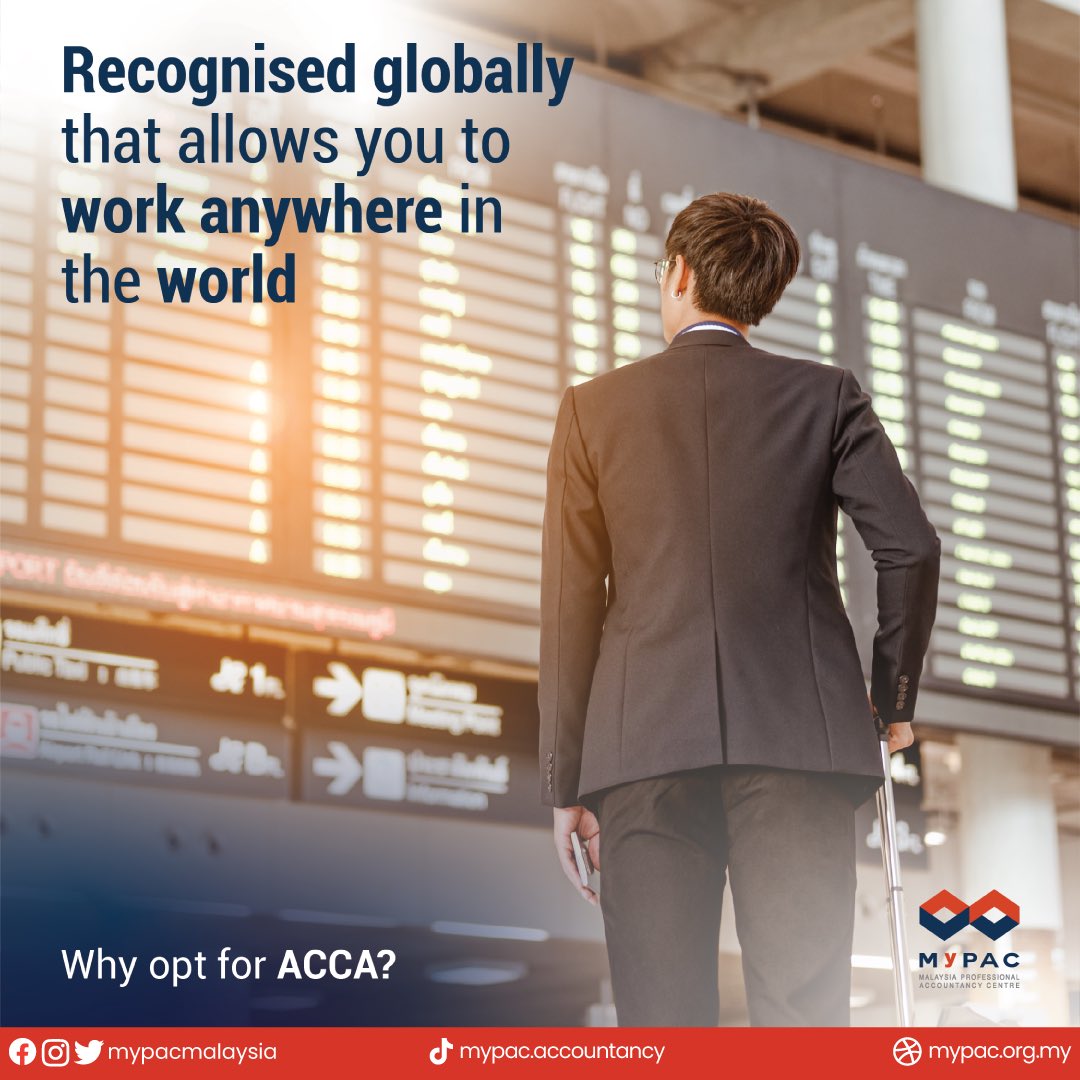 mypacmalaysia's tweet photo. ACCA qualification is a globally renowned certification that has a recognition in more than 180 countries, including UK, Australia, Dubai, Singapore, and others.
#MyPAC #ThinkProfessionalAccountancyThinkMyPAC #ACCA #Accounting #Accountancy https://t.co/vBEwuFpO0i