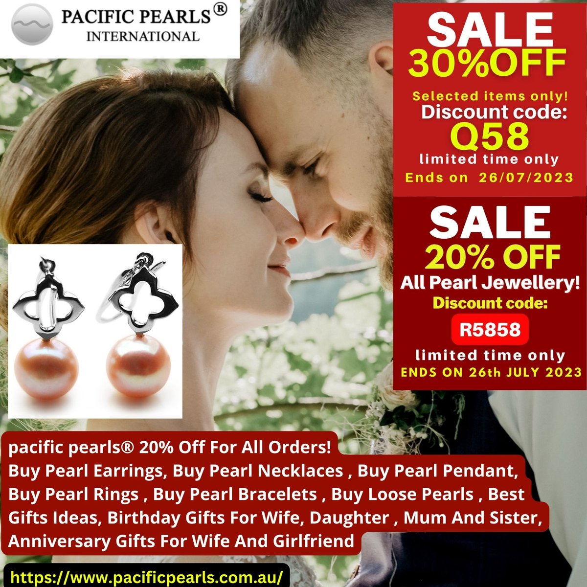 pacific pearls® 30% off selected items Discount Code: Q58 ( limited time only) Ends On 26th July 2023
pacificpearls.com.au/30-off-selecte…
SHOP NOW!
#Onsalenow #pearljewelry #pearlearrings #pearlnecklaces #pearlpendants #loosepearls #pearlbracelets #pearlrings #anniversarygifts #giftsforwife