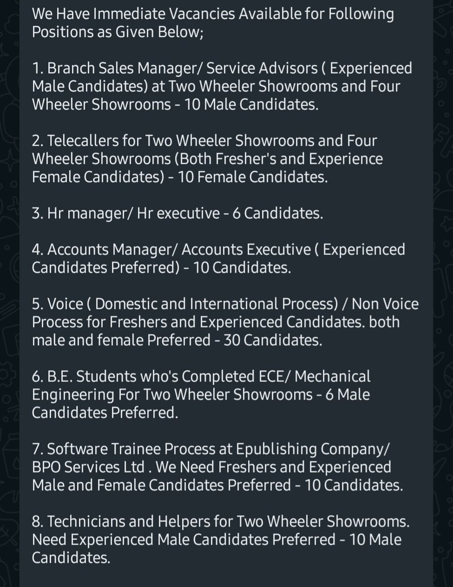 #job #jobseekers
#rt #help #chennaijobs 

Job opportunities ⚡️

Candidates must hold any degree.. 

 Multiple locations in CHENNAI.. 
Assured placements..

Please share in your surroundings and help the needy.. 

Resumes and querries are invited :
 vaanu_refer@gmail.com

SHARE..!