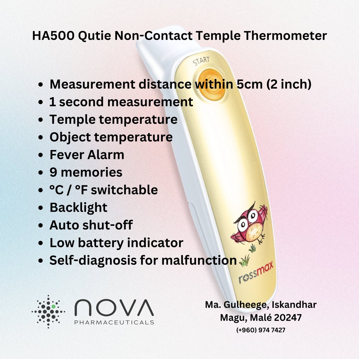 BiomaxMaldives's tweet photo. #rossmax HA500 Qutie
Non-Contact Temple Thermometer
for more info:
call us at (+960) 974 7427
or visit Nova Pharmacy 1
Ma. Gulheege, Iskandhar Magu, Malé 20247
#biomaxmaldives https://t.co/miNTvwSytV