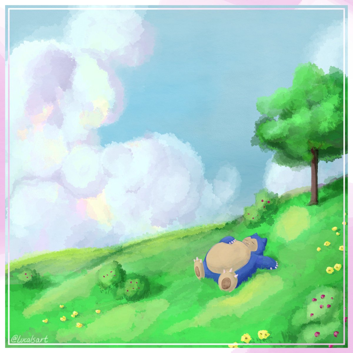 Lucalsart's tweet photo. Oh to be a sleepy snorlax on a meadow #PokemonSleep #pokemon #watercolor https://t.co/B0IZmaPIqh