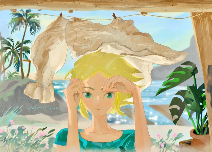 「blonde hair palm tree」 illustration images(Latest)