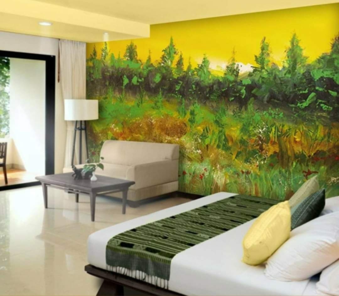When my art became wallpaper #mural #wallart #hotelart