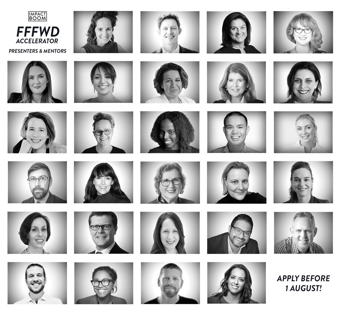 Impact Boom (@impactboomorg) on Twitter photo Female Founders in SE Qld, apply before 1 August for the FFFWD Accelerator and learn from this incredible list of presenters and mentors -> impactboom.org/female-founder…
A huge thanks to these legends and <a href="/AdvanceQld/">Advance Queensland</a> for supporting the program! #acceleratingfemalefounders #startupaus Female Founders in SE Qld, apply before 1 August for the FFFWD Accelerator and learn from this incredible list of presenters and mentors -> impactboom.org/female-founder…
A huge thanks to these legends and <a href="/AdvanceQld/">Advance Queensland</a> for supporting the program! #acceleratingfemalefounders #startupaus