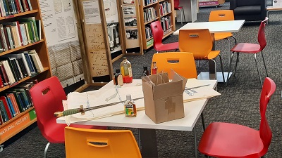 Reckitt Heritage Advisor Grace is installing the Dettol 90th Anniversary exhibition (including the actual sword!) Find out more about Dettol - and #Hull's - crucial role in improving human health from tomorrow at 9.30!  <a href="/Hull_Museums/">Hull Museums</a> <a href="/Hullccnews/">Hull City Council</a> <a href="/hull_libraries/">Hull Libraries</a> <a href="/VisitHull/">Visit Hull</a>