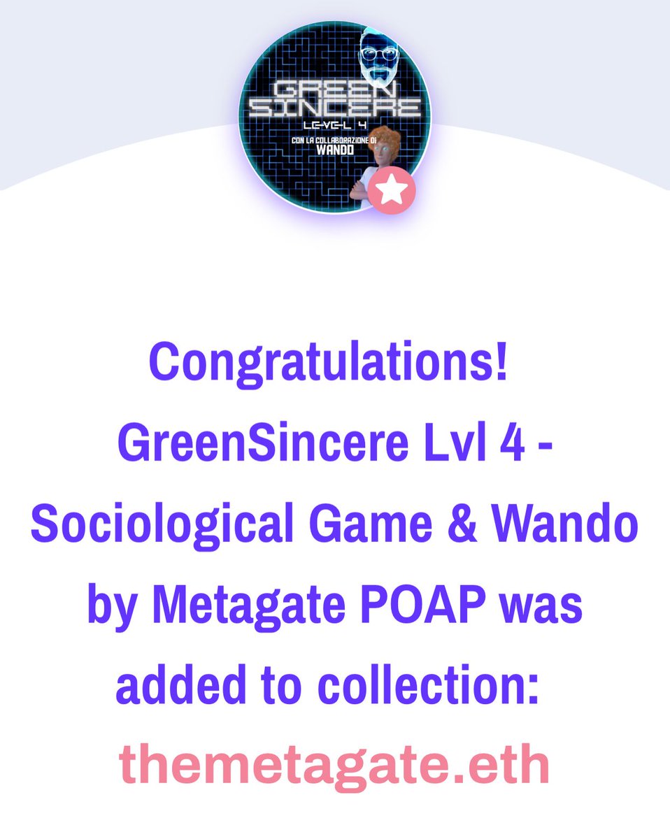 metagate00's tweet photo. #Greensincere level 4!
To commemorate the event we have also made available #NFT #POAP redeemable in the land!!
https://t.co/yD9F2EVtXZ
@OVRtheReality
#ovr #ARwards #argame #AugmentedReality https://t.co/c7wThcifwN