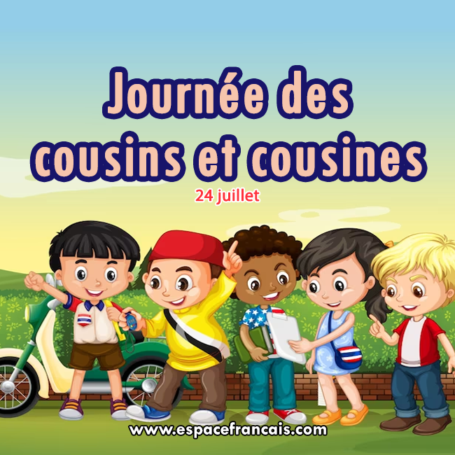 EspaceFrancais's tweet photo. #24juillet 2023 : Journée des cousins et cousines
Cousinade? Réunion de personnes ayant en commun un ou plusieurs ancêtres, plus ou moins éloignés, parfois de plusieurs générations...
#JournéeDesCousins #JournéeDesCousinsEtCousines #Cousins #Cousines #Cousinade #Germain #Famille https://t.co/o8Ue5FHgPV