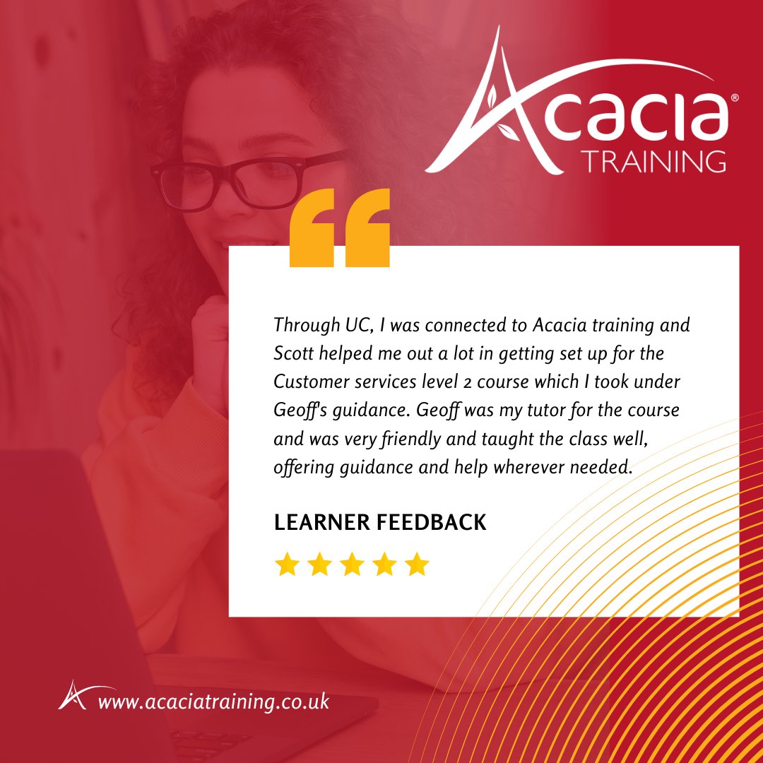 We're committed to empowering learners like Dawn to achieve their career goals and aspirations. At Acacia Training, we take immense pride in our passionate team and the high-quality education we provide to all our students. 

#LearnerFeedback #AcaciaTraining