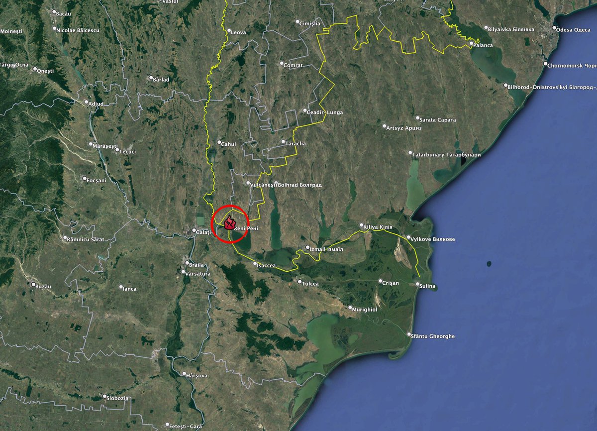 ukraine_map's tweet image. Today, Russia used Shahed Kamikaze Drones to strike the Ukrainian 🇺🇦 Port of Reni, located 400 meters from the Romanian 🇷🇴 Border