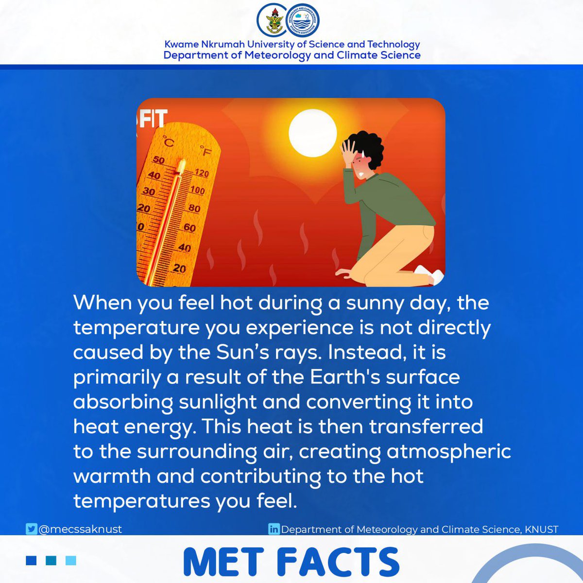 mecssaknust's tweet photo. [MET FACTS]
DAY 17

"Earth's Sun-powered Heat: Unveiling Nature's Dynamics"

#EarlyWarningEarlyAction | #MetFacts https://t.co/y0JaArBqPA