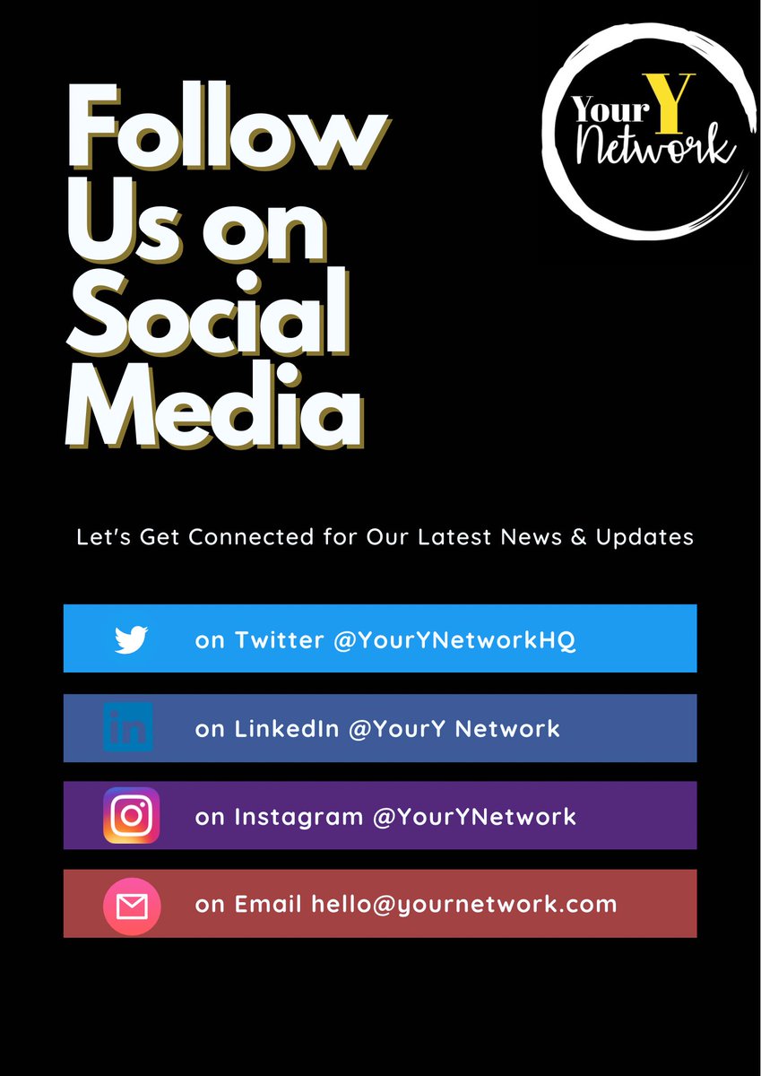 Let’s get connected to recieve the latest News & Updates 🗓️

Twitter : @yourYNetworkHQ
LinkedIn : @yourY Network
Instagram : @yourynetwork 
✉️: hello@yourynetwork.com
Website : yourynetwork.com

Join the community and spread the word …