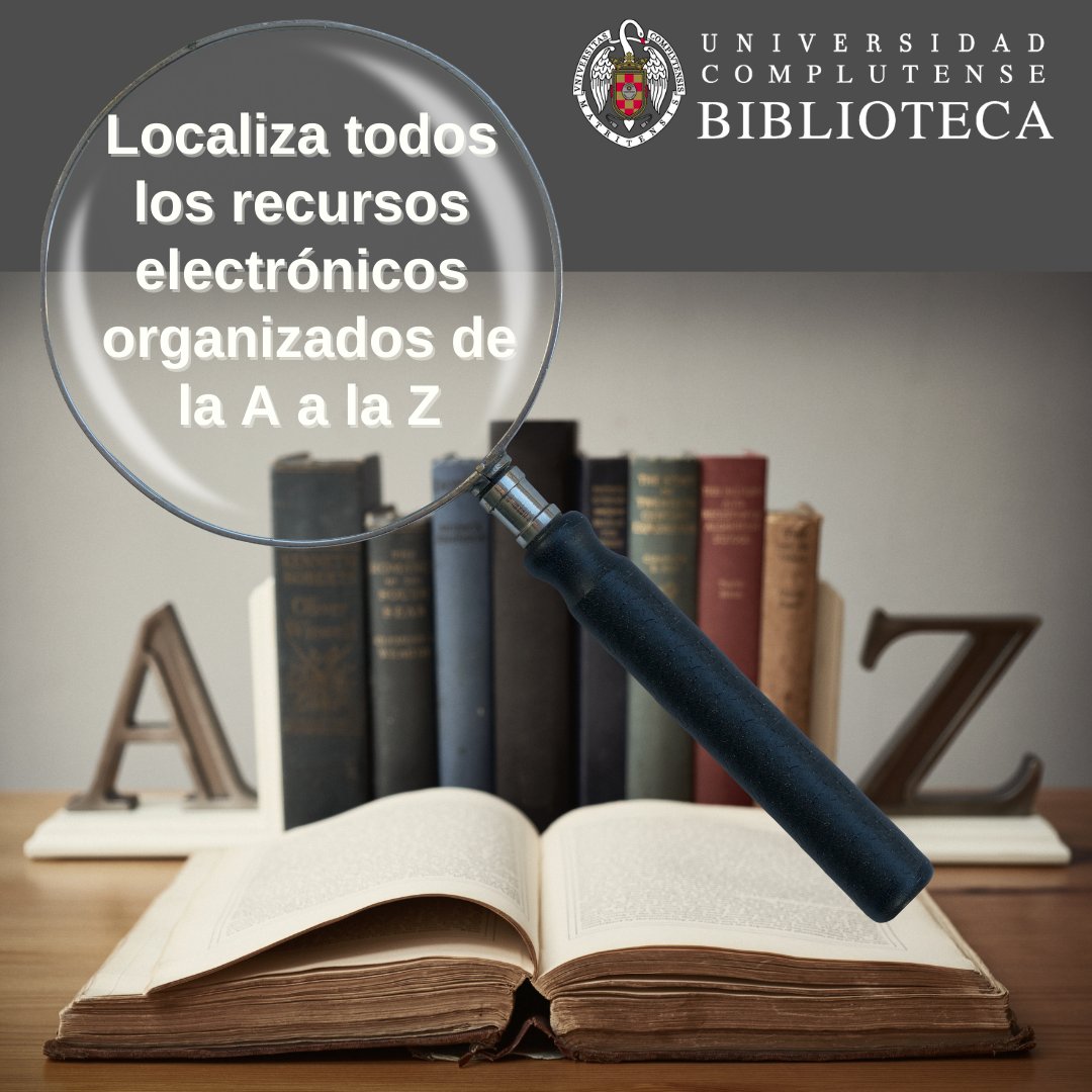 Desde tu casa, desde la biblioteca... desde donde quieras y cuando quieras. La #BibliotecaComplutenseEnLínea no sabe nada de horarios y abre 24x365. Accede a todos las bases de datos de la #biblioteca organizadas de la A a la Z en biblioguias.ucm.es/az.php 

#BibliotecaComplutense